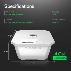 VGrow DWC Hydroponics Growing System Kit | 4-Gallon Deep Water Culture with Air Stones & Rapid Rooters | Smart Grow Box Compatible