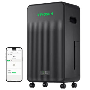 VIVOSUN AeroDrain D12 Smart Dehumidifier | 12L/Day | App Controlled | Temp/Humidity/VPD Monitoring