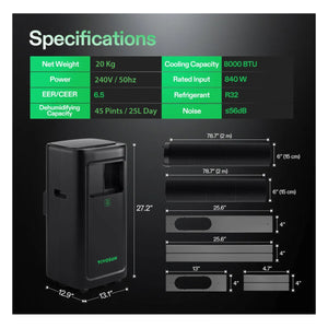 VIVOSUN AeroLush C08 Intelligent Air Conditioner | 8000 BTU | 4-in-1 Cooling/Heating/Drying/Fan | Temp + Humidity + VPD Sensors | App Controlled