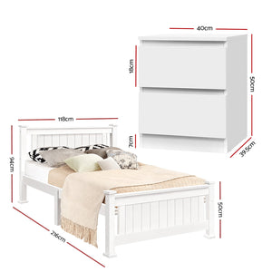 King Single Bed Base with Bedside Table | Matching Set | (Version 2)