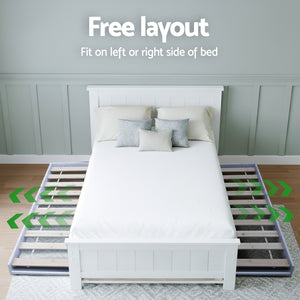 King Single Bed Frame + Bedside Table | Bedroom Set | Natural Finish