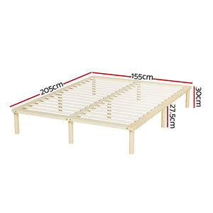 Bed Frame | Queen Size | Wooden Base | Mattress Platform | Timber Pine | AMBA