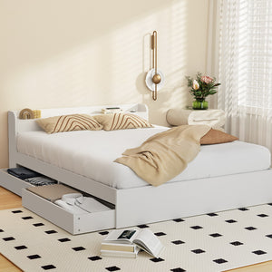 Bed Frame | Double Size | Mattress Base | With Charging Ports | 2 Storage Drawers