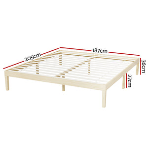 Bed Frame | King Size | Wooden Base | Mattress Platform | Timber Pine | BRUNO