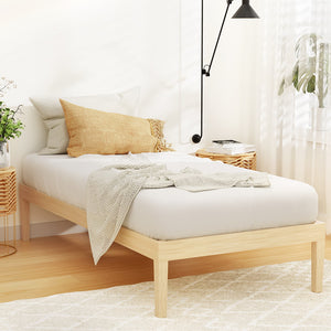 Bed Frame | Single Size | Wooden Base | Mattress Platform | Timber Pine | BRUNO