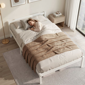 Artiss Double Full Size Wooden Bed Frame Mattress Base Timber Platform White