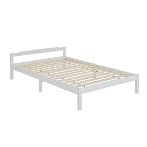 Artiss Double Full Size Wooden Bed Frame Mattress Base Timber Platform White