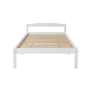 Artiss Bed Frame Single Size Wooden Mattress Base Timber Platform White