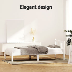 Bed Frame | King Single Size | Wooden | White | SOFIE