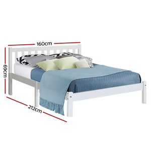 Bed Frame | Queen Size | Wooden | White | SOFIE