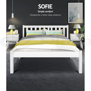 Bed Frame | Queen Size | Wooden | White | SOFIE