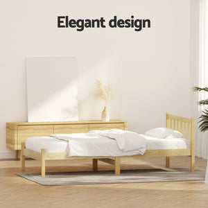 Artiss Bed Frame Wooden Single Size SOFIE Pine Timber Mattress Base OAK