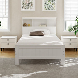 Artiss Bed Frame | King Single | Wooden | 2 Storage Drawers | White