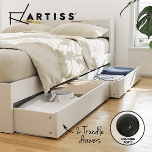 Artiss Bed Frame | Single Size | With Charging Ports + 2 Drawers | AURA