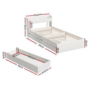Artiss Bed Frame | Single Size | With Charging Ports + 2 Drawers | AURA