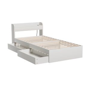 Artiss Bed Frame | Single Size | With Charging Ports + 2 Drawers | AURA