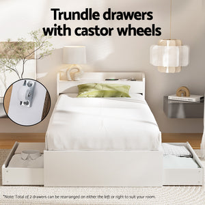 Artiss Bed Frame | Single Size | With Charging Ports + 2 Drawers | AURA