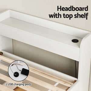 Artiss Bed Frame | Single Size | With Charging Ports + 2 Drawers | AURA