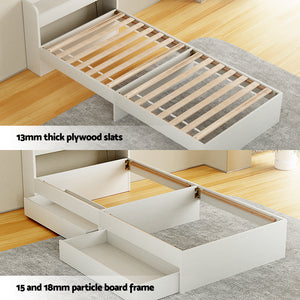 Artiss Bed Frame | Single Size | With Charging Ports + 2 Drawers | AURA