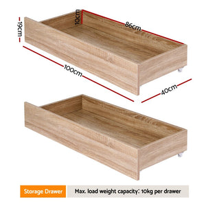 Under Bed Storage Drawers | 2 Pack | Wooden Rolling Drawers | King Single & Queen