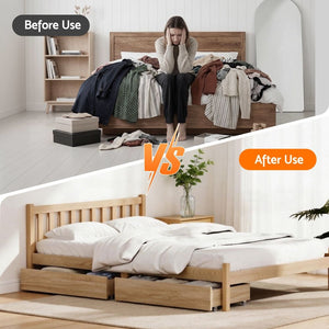 Under Bed Storage Drawers | 2 Pack | Wooden Rolling Drawers | King Single & Queen