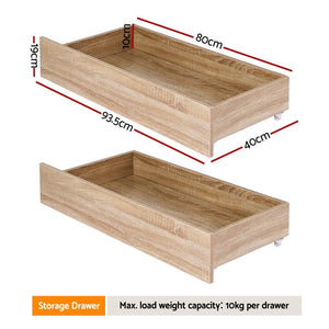 Under Bed Storage Drawers | 2 Pack | Wooden Rolling Drawers | Single & Double