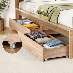 Under Bed Storage Drawers | 2 Pack | Wooden Rolling Drawers | Single & Double