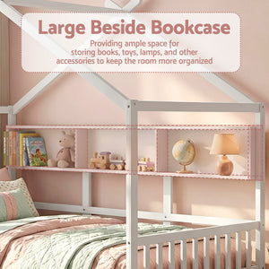 Kids Single House Bed Frame | Solid Wood Montessori | White