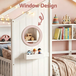 Kids Single House Bed Frame | Solid Wood Montessori | White