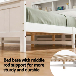Queen Wooden Bed Frame | Storage Headboard & Footboard | White