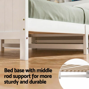 Single Wooden Bed Frame | Storage Headboard & Footboard | White