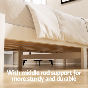 Bed Frame | Single Size Wooden Platform Bed with 2 Storage Drawers | White SOFIE