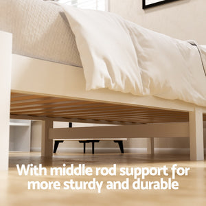 Bed Frame | Single Size Wooden Platform Bed with 2 Storage Drawers | White SOFIE