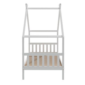 Artiss Bed Frame | Wooden Base | Kids Single | Timber House | White