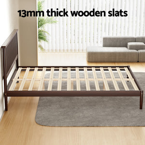 Bed Frame | Double Size | Wooden Base | Mattress Platform | Timber Walnut | VISE