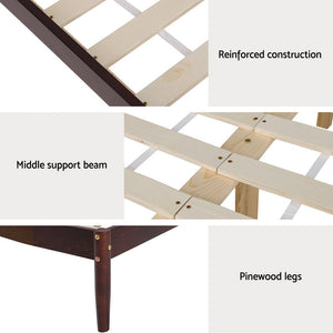Bed Frame | Double Size | Wooden Base | Mattress Platform | Timber Walnut | VISE