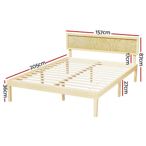 Bed Frame | Queen Size | Wooden Base | Mattress Platform | Timber Pine | YUMI