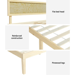 Bed Frame | Queen Size | Wooden Base | Mattress Platform | Timber Pine | YUMI