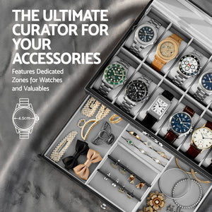 12-Slot Watch Storage Case | Display Organiser Box | Jewellery Holder (Set B)