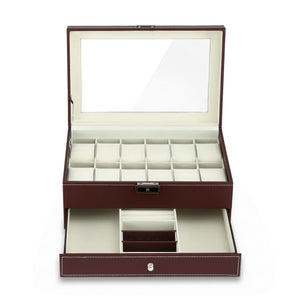 Watch Box Organiser | 12 Grids | Jewellery Storage Display Case (Set A)