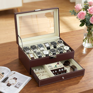 Watch Box Organiser | 12 Grids | Jewellery Storage Display Case (Set A)