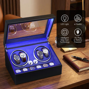 Automatic Watch Winder | Double | LED Display | Black
