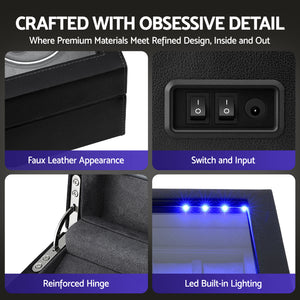 Automatic Watch Winder | Double | LED Display | Black