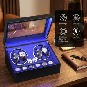 Automatic Watch Winder | Double | LED Display | Black