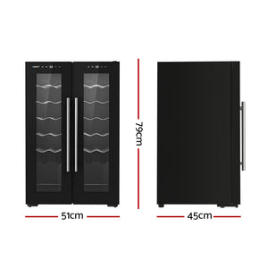 Devanti Wine Cooler Fridge | Dual Zone | 24 Bottles