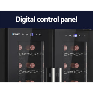 Devanti Wine Cooler Fridge | Dual Zone | 24 Bottles
