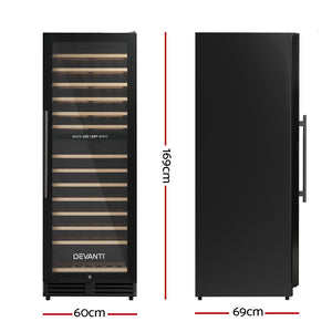 Devanti Wine Cooler Fridge | Dual Zone | 128 Bottles