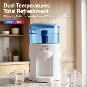Benchtop Water Cooler | 5L Countertop Dispenser with Filter & 2 Taps