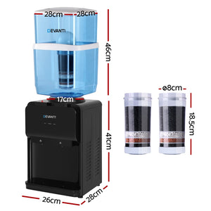 Devanti Water Cooler Dispenser | 22L | Bench Top | Chiller | Purifier | Filter | Hot | Cold | Black