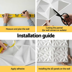 3D Diamond Wall Panels | 15 Pack | PVC Feature Wall Panels | 50 x 50cm